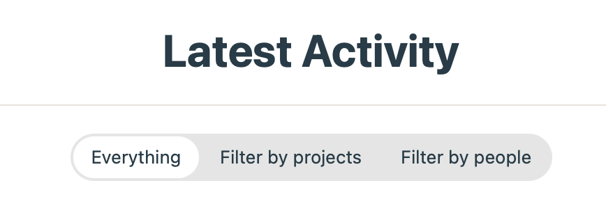 A three-option radio button: no filter, filter by projects, filter by people.